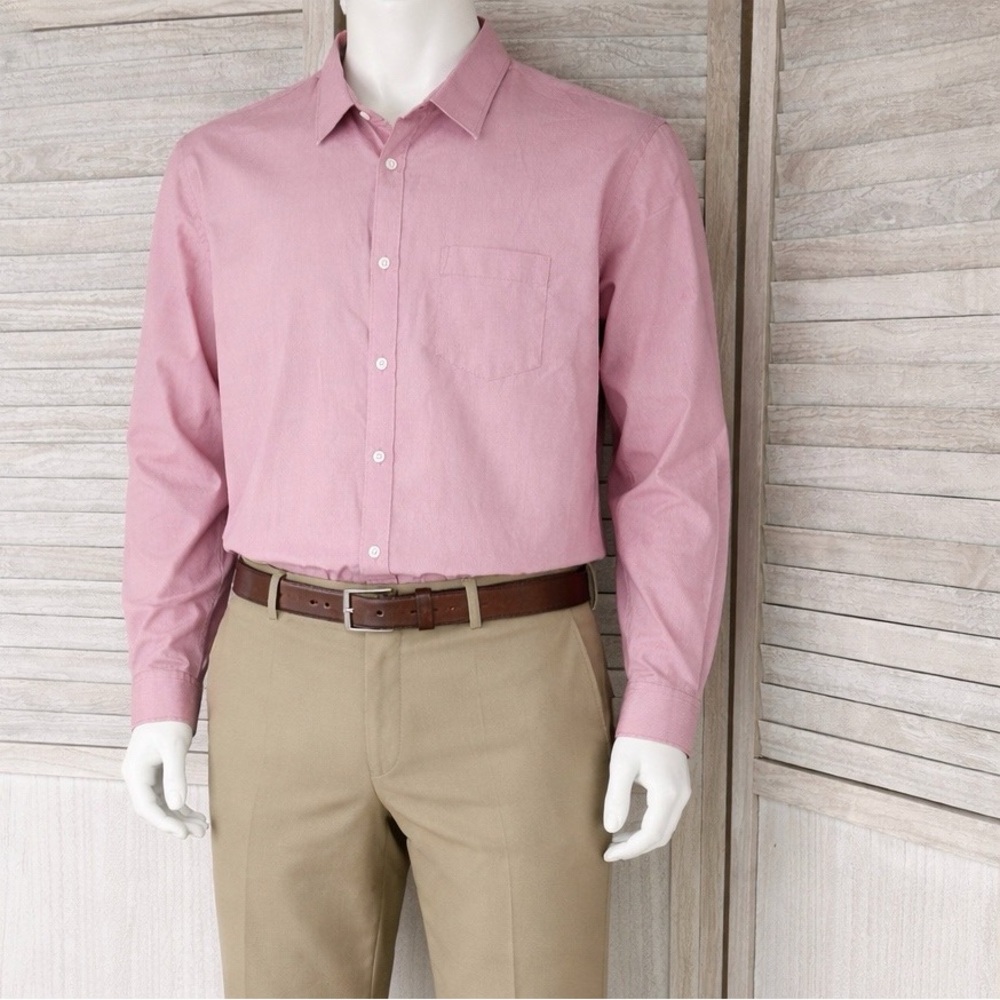 NWT Calvin Klein Button-Down Shirt | Size L | Soft Pink | 100% Cotton | NEW